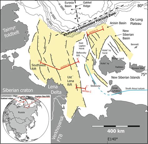Geological Setting Of The Laptev Sea Rift System The Rift Is Situated