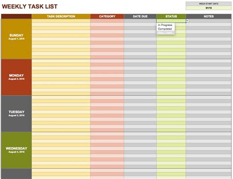 Task Spreadsheet Template —