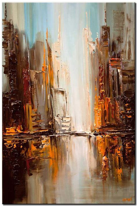Painting For Sale Modern Downtown Painting Textured Abstract City