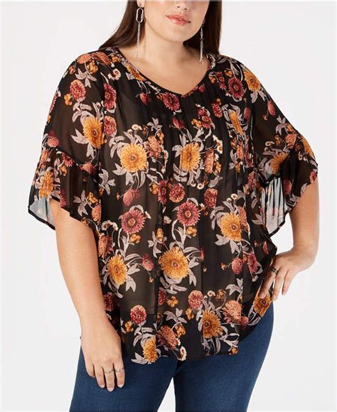 Style Co Style Co Plus Size Floral Print Flutter Sleeve Top Created