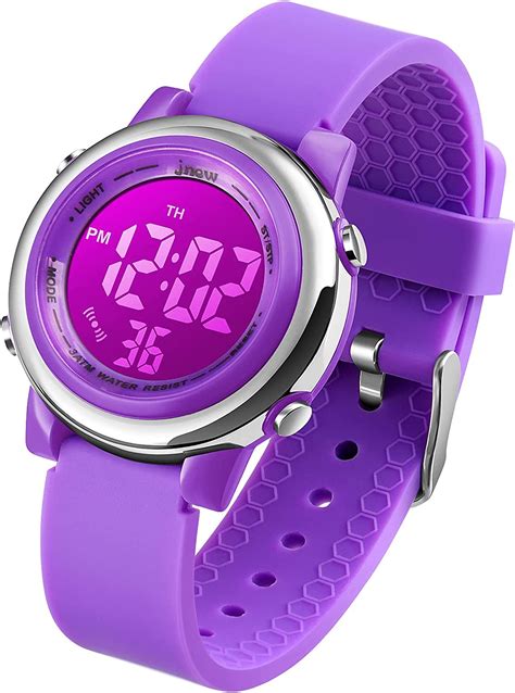 Girls Digital Watch - Kids Sports Waterproof Electrical Outdoor Stopwatch Alarm 7 Color LED 