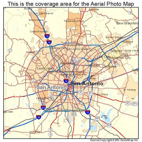 San antonio was given its name by the governor of the spanish colonial territory on st. Aerial Photography Map of San Antonio, TX Texas