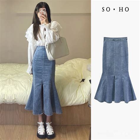 jual 【wanita id】rok korean style rok plisket rok jeans panjang rok duyung rok high waist rok