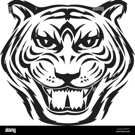 Tiger Face Tattoo Design Vintage Engraved Illustration Stock Vector