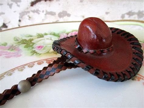 Vintage Leather Miniature Cowboy Western Hat Pin Brooch Etsy