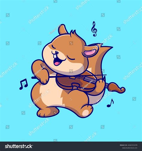 Cute Squirrel Playing Violin Music Cartoon Stock Vector Royalty Free
