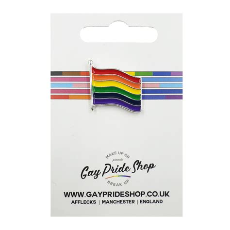 Gay Pride Rainbow Flag Silver Plated Blowing Flag Badgen