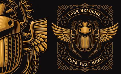 Premium Vector An Egyptian Scarab With Wings On Dark