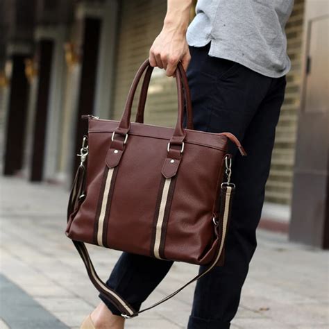 Brown Black Men Business Bag Leather Laptop 14inch Pu Leather Notebook