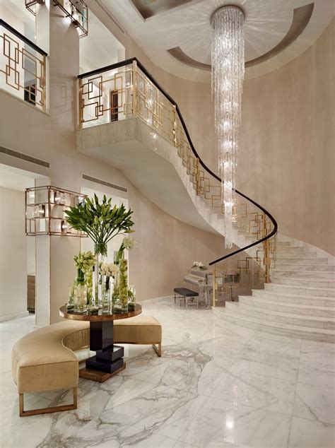Qatar Private Villa Entrance Foyer Staircase Midcenturymodern By