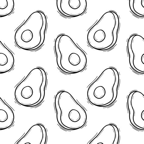 Cute Avocado Doodle Pattern Hand Drawn Background Illustration