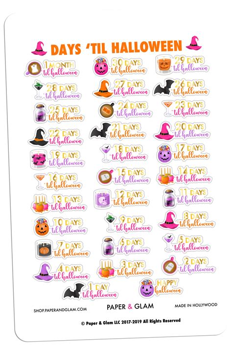 Gold Foil Glamoween Countdown Planner Stickers Paper And Glam