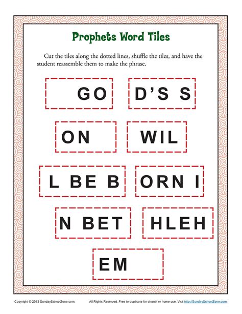 Prophets Told About Gods Son Word Tile Bible Activity For Children