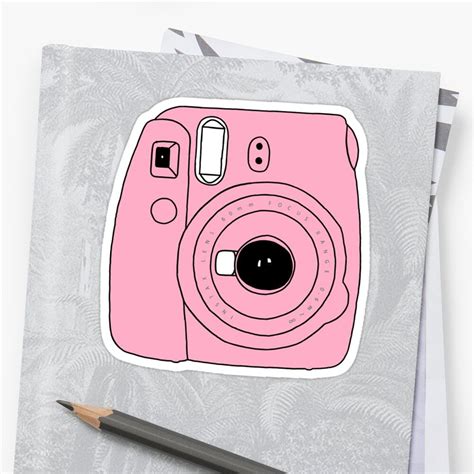 Pink Polaroid Camera Sticker By Tamsin Richards Pink Polaroid