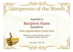 Click here to apply via email. Salesperson of the Month Certificates - Free Templates ...