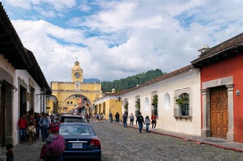 Street Leading To The Santa Catalina Arch In Antigua Guatemala And