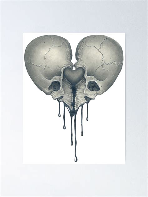 Heart Skulls Poster For Sale By Keatonkohl Redbubble