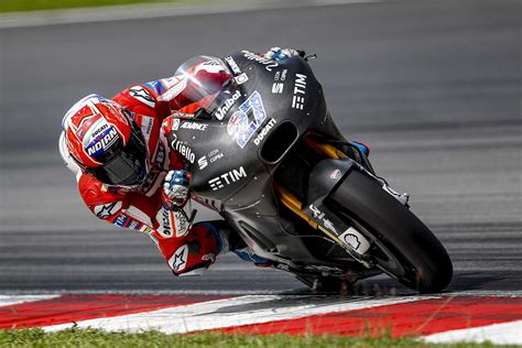 ducati motogp test rider casey stoner fastest on first day of pre season testing at sepang