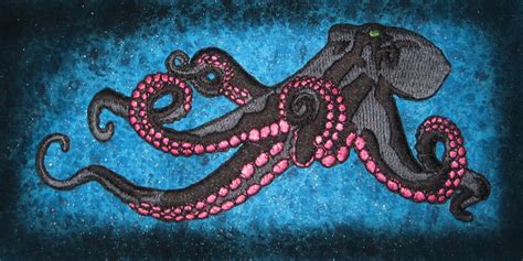 Huge Giant Octopus Octopie Jacket Back Iron On Patch Black And Etsy