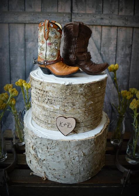 Western Boots Wedding Cake Topper Cowboy Cowgirl Bride Groom Boots Hat