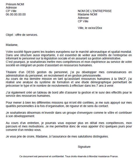 Lettre Type Candidature Spontanee Modele De Lettre Type