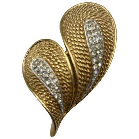 Signed Numbered Boucher Vintage Heart Pin Brooch Textured Gold Tone