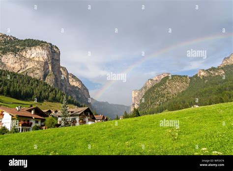 Landscape Summer View Of Dolomite Mountains Selva Di Val Gardena
