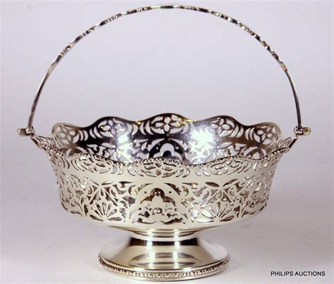 1912 Sterling Silver Swing Handled Basket By George Nathan And Ridley