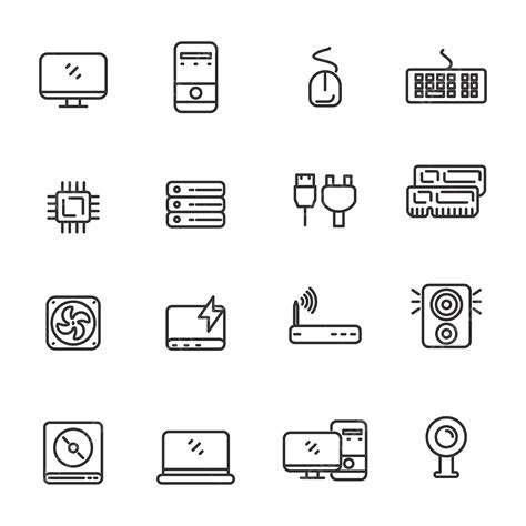 Computer Component Vector Png Images Set Of Computer Component Icon