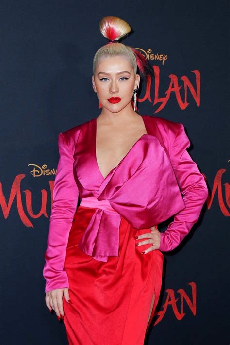 Christina Aguilera Big Boobs In Sexy Dress At Disneys Mulan