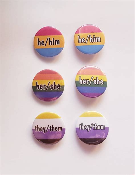Gender Flag Pins With Pronouns Gender Flag Buttons Etsy