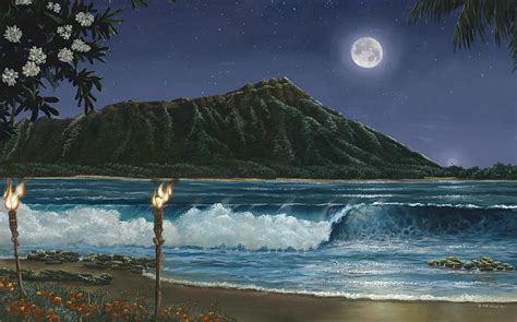 Diamond Head Hawaii Painting By Bob Lizza
