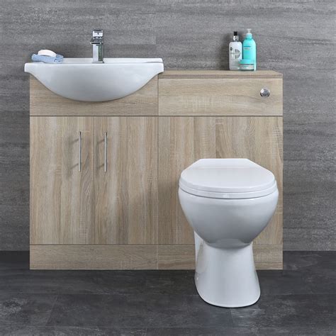 Décoration de maison et du meuble. Meuble-lavabo & Toilette WC 51x78x30cm Classic Oak