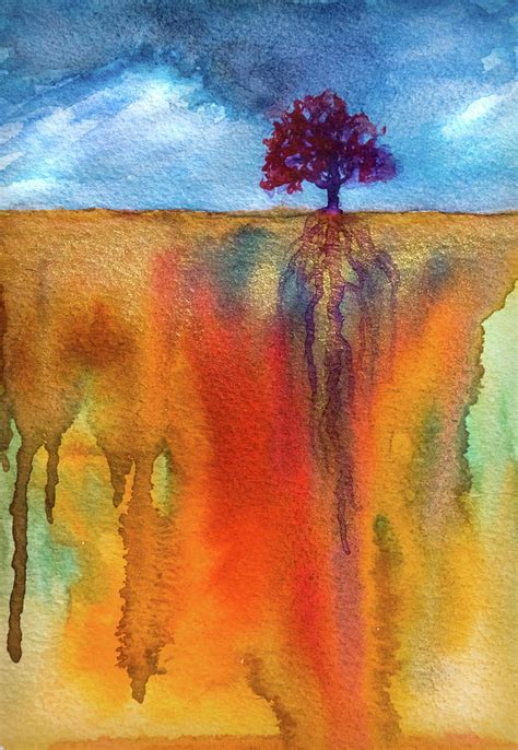 Single Tree And Thunderstorm Painting By Lilia D Pixels