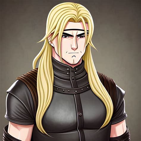 anime long hair leather clothed medieval blacksmith face portr arthub ai