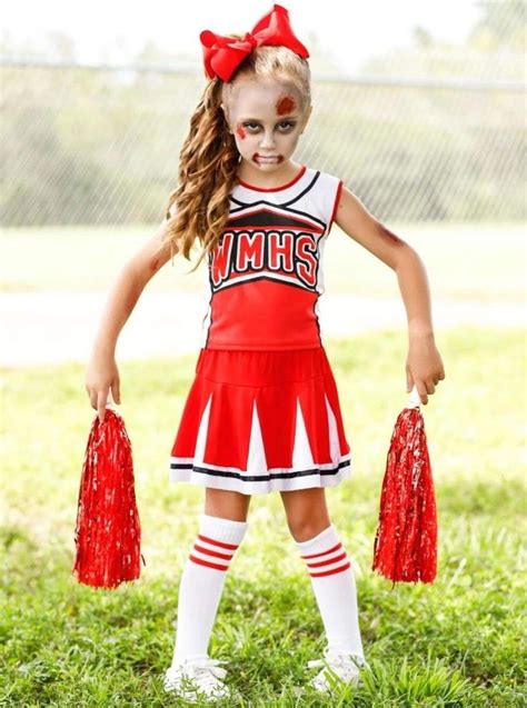 Girls Creepy Zombie Cheerleader Halloween Costume Zombie Cheerleader