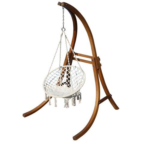 Hängesessel werden am besten an der zimmerdecke, an balken oder einem starken ast befestigt. Hängesessel mit Gestell aus Holz Lärche Modell: CAT-CRUZ ...