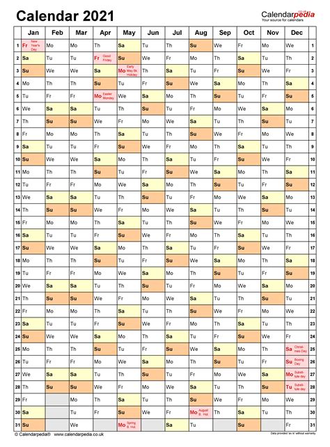 Calendars are available in pdf and microsoft word formats. Calendar 2021 (UK) - free printable PDF templates