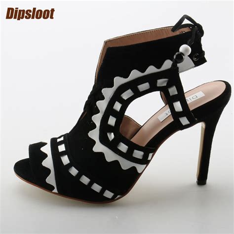 sexy open toe summer fashion high heels beading lace up ladies sandals cut outs side high