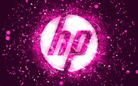 Download Wallpapers Hp Purple Logo 4k Purple Neon Lights Creative