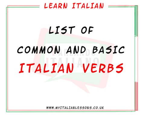 ITALIAN VERBS List Of Common And Basic Italian Verbs Parlando Italiano
