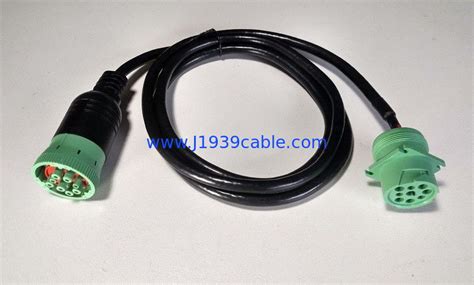 Green Type 2 Deutsch 9 Pin J1939 Female To 9pin J1939 Male Cable