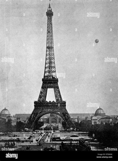 One Of The First Halftones The Eiffel Tower Paris France 1880 Stock