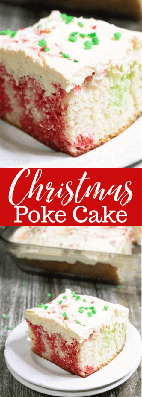 Poke holes in a white cake, pour fruit flavored gelatin over that. Vintage Christmas Poke Cakes Recipes - Raspberry Cream ...