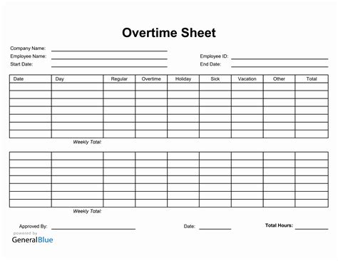 Overtime Spreadsheet Template