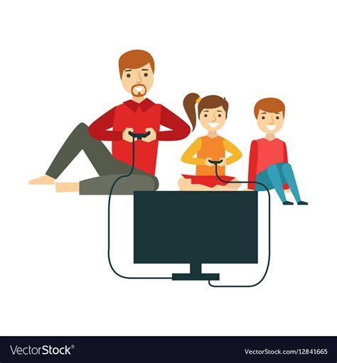 Download family play cliparts and use any clip art,coloring,png graphics in your website, document or presentation. Father Playing Video Games With Kids Happy Family Vector Image