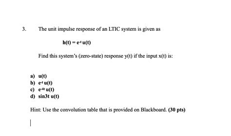 Solved 3 The Unit Impulse Response Of An Ltic System Is