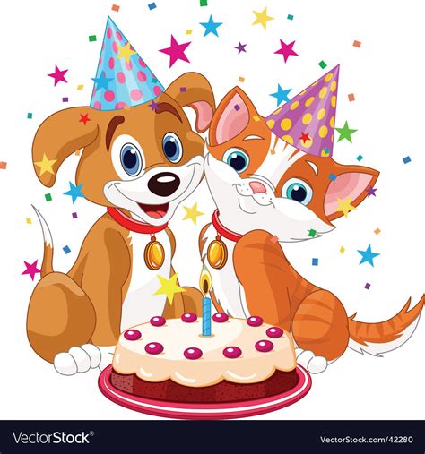 Birthday Party Dog And Cat Royalty Free Vector Image
