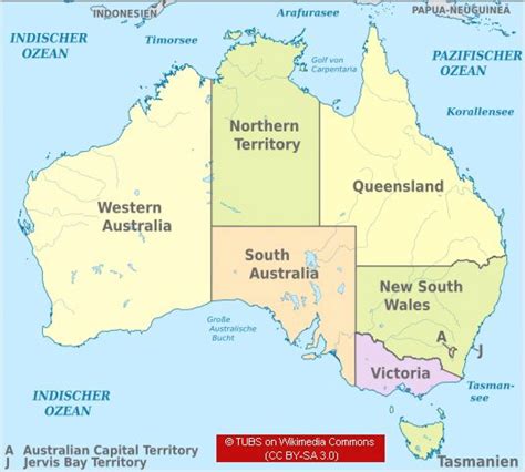 Australian States And Territories Map Printable Map