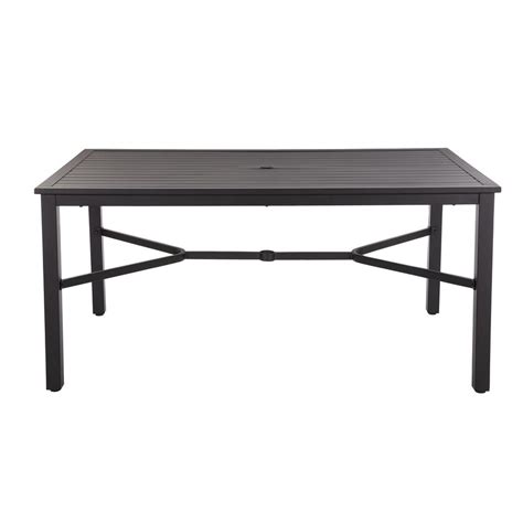 Teak and wicker is the best material for outdoor dining table. Hampton Bay Mix and Match Black Rectangle Metal Outdoor ...